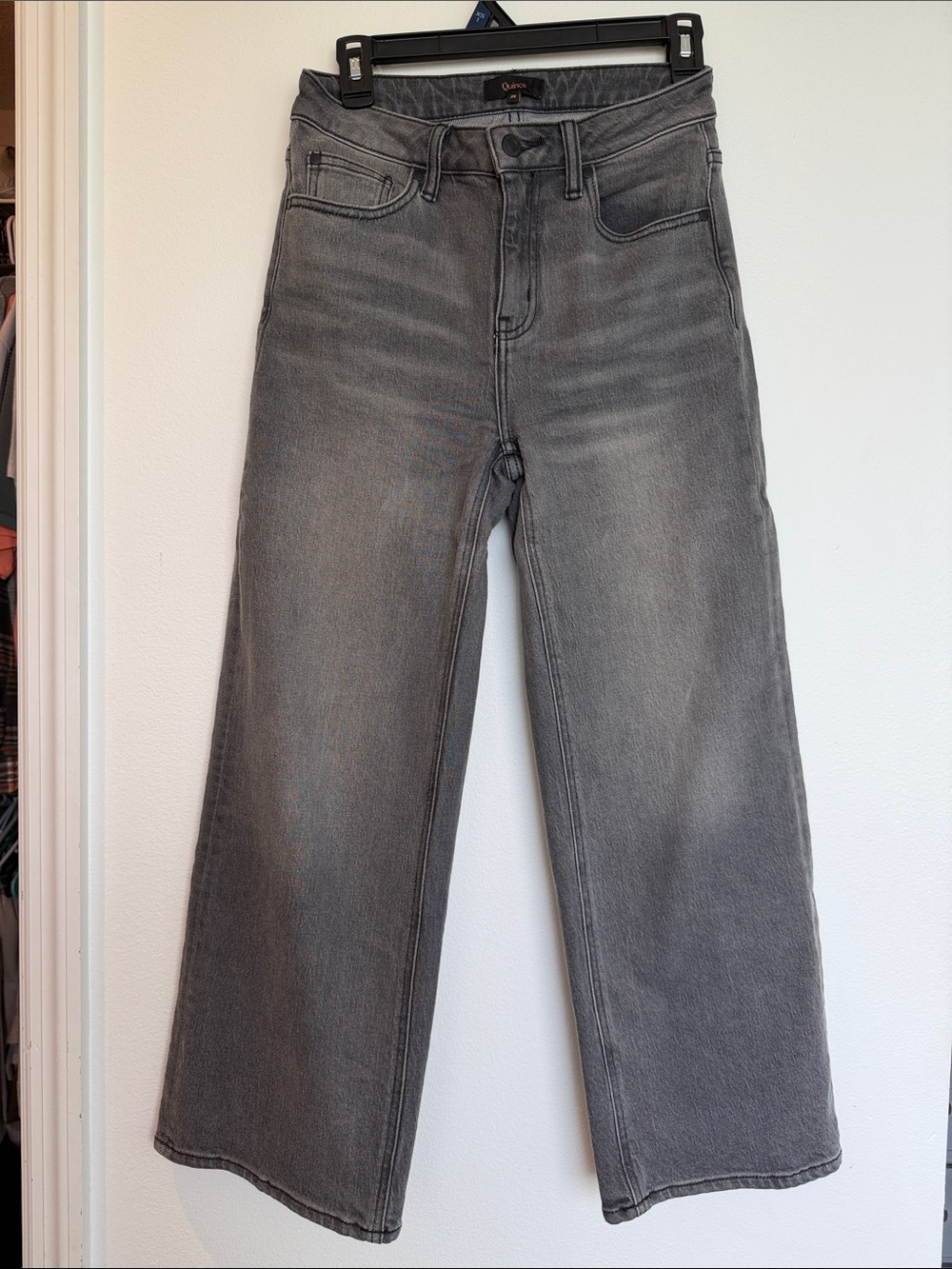 Quince High-Rise Wide-Leg Gray Jeans